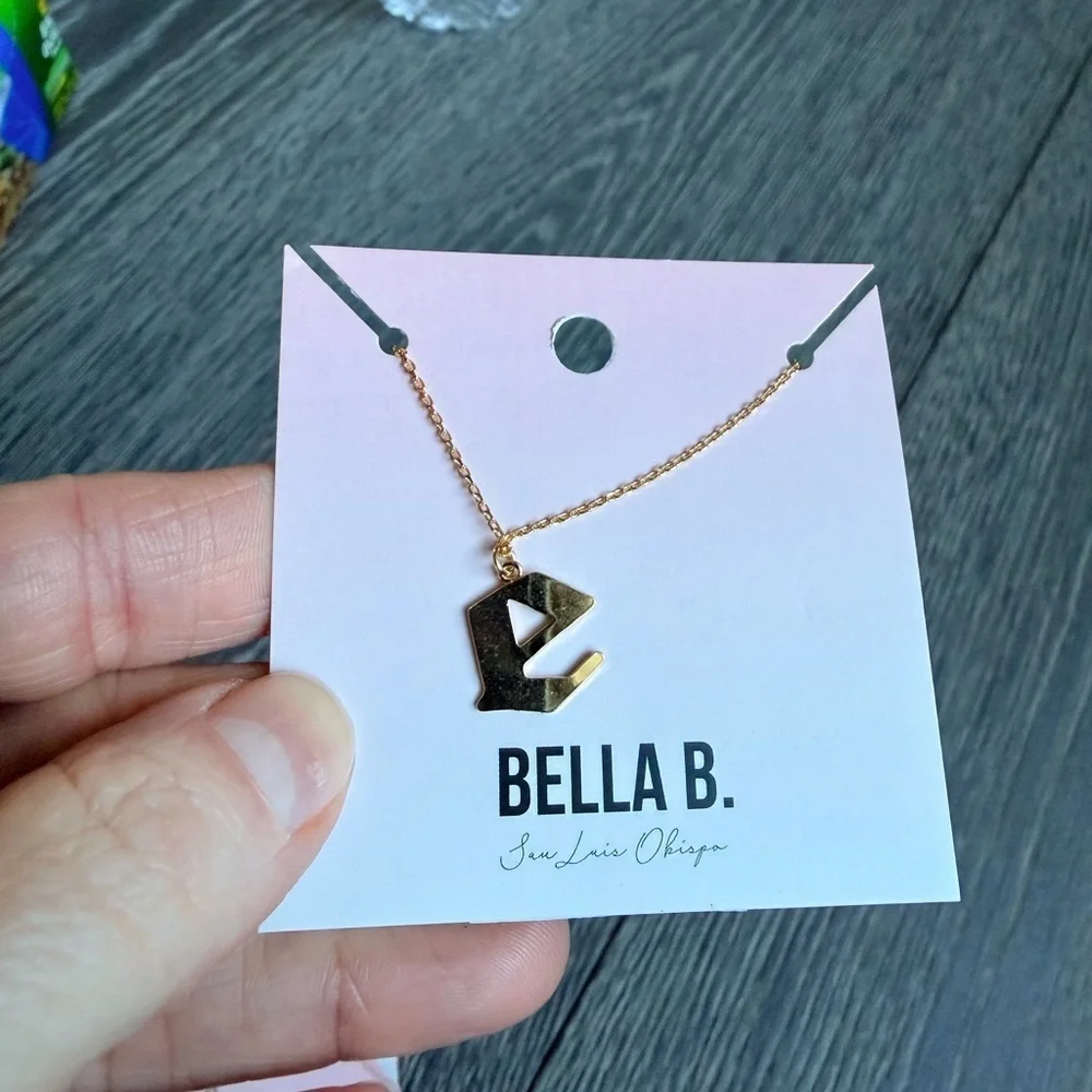 Gothic Style Gold Initial Charm Necklace 